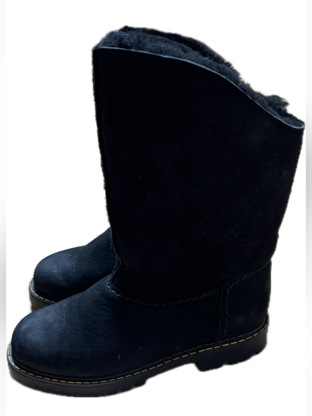 Sorel Black Suede Shearling Fold Over Winter Boots